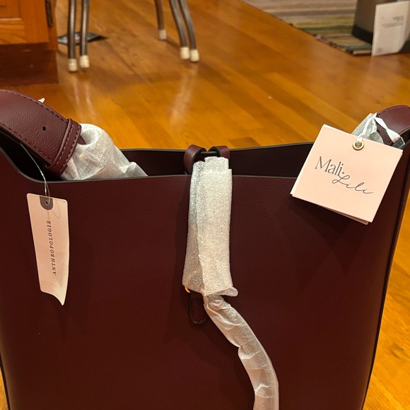 Mali + Lili from Anthropology Elegant Burgundy Vegan Shoulder Bag New - Picture 2 of 4
